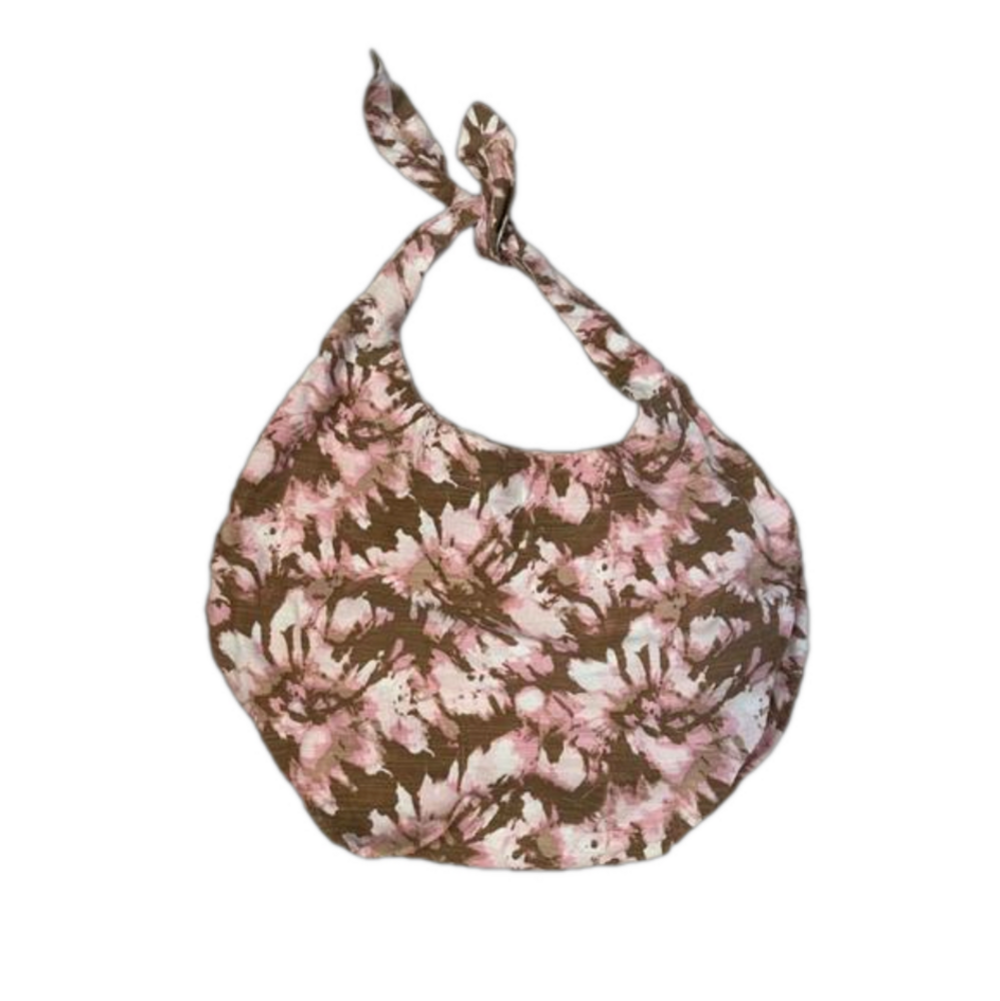 Aerie Pink Brown Floral Tote Bag Beach Bag